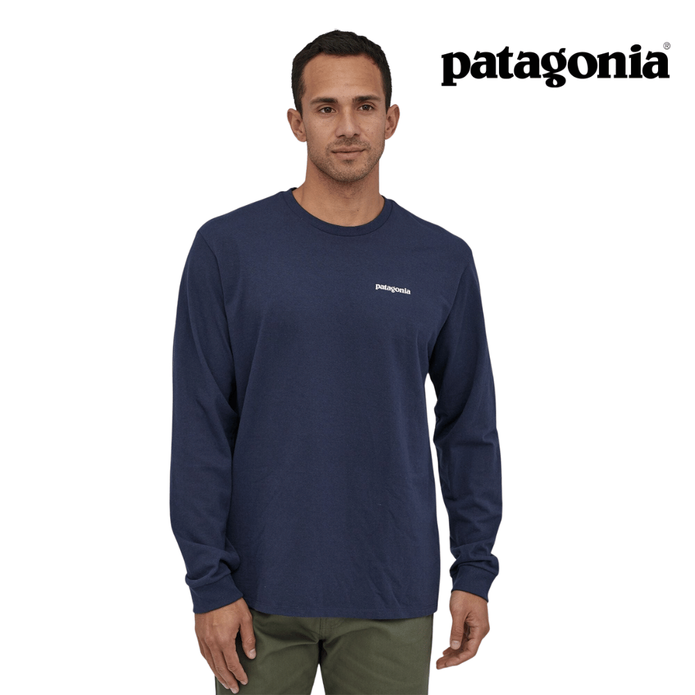 Patagonia Men Long-Sleeved P-6 Logo Responsibili-Tee - Classic Navy