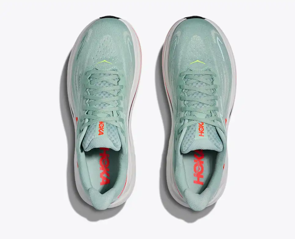 Explore HOKA Men Clifton 10 - Sage / Neon Flame for trail, outdoor & lifestyle use | Liv Activ Singapore
