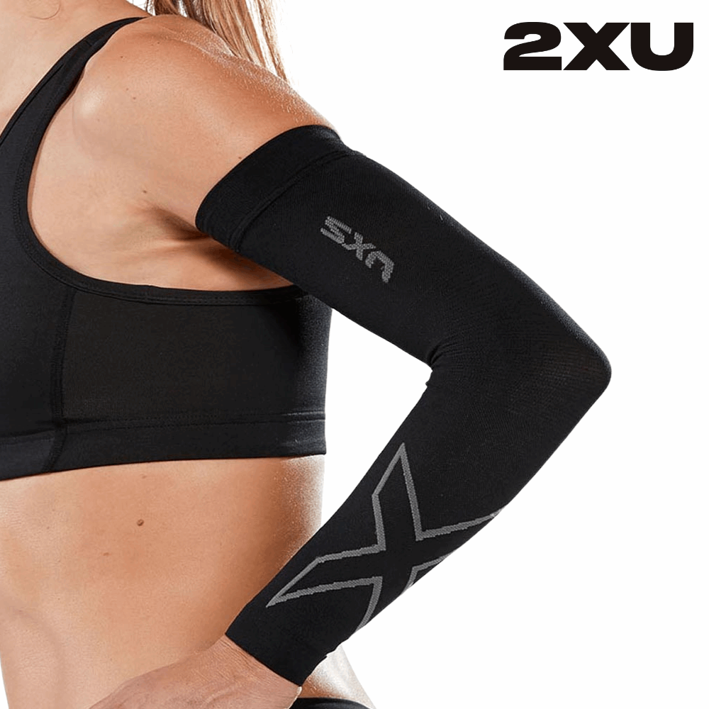 2XU Unisex Flex Run Compression Arm Sleeves - Black / Grey