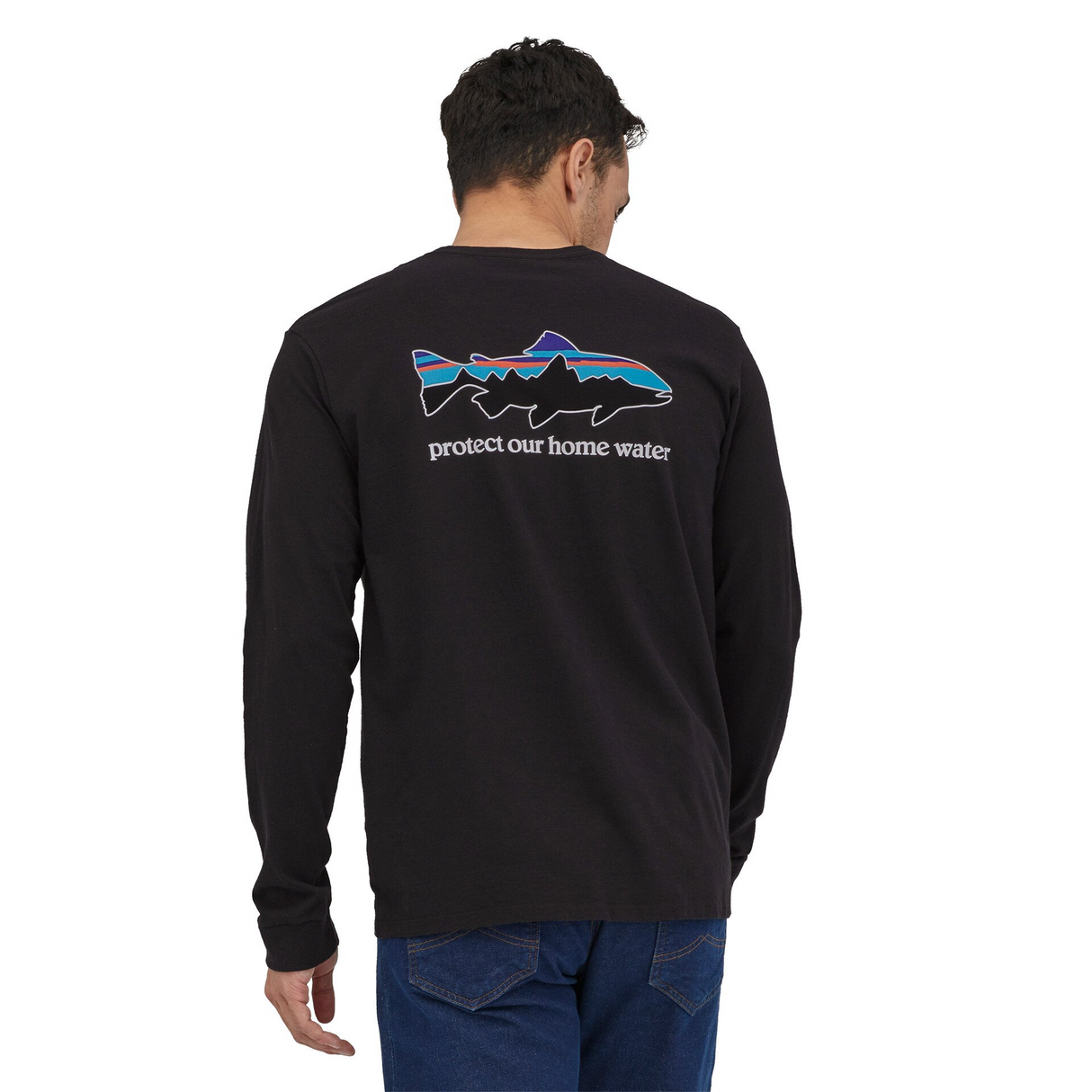 Patagonia Men Long-Sleeved Home Water Trout Responsibili-Tee - Black