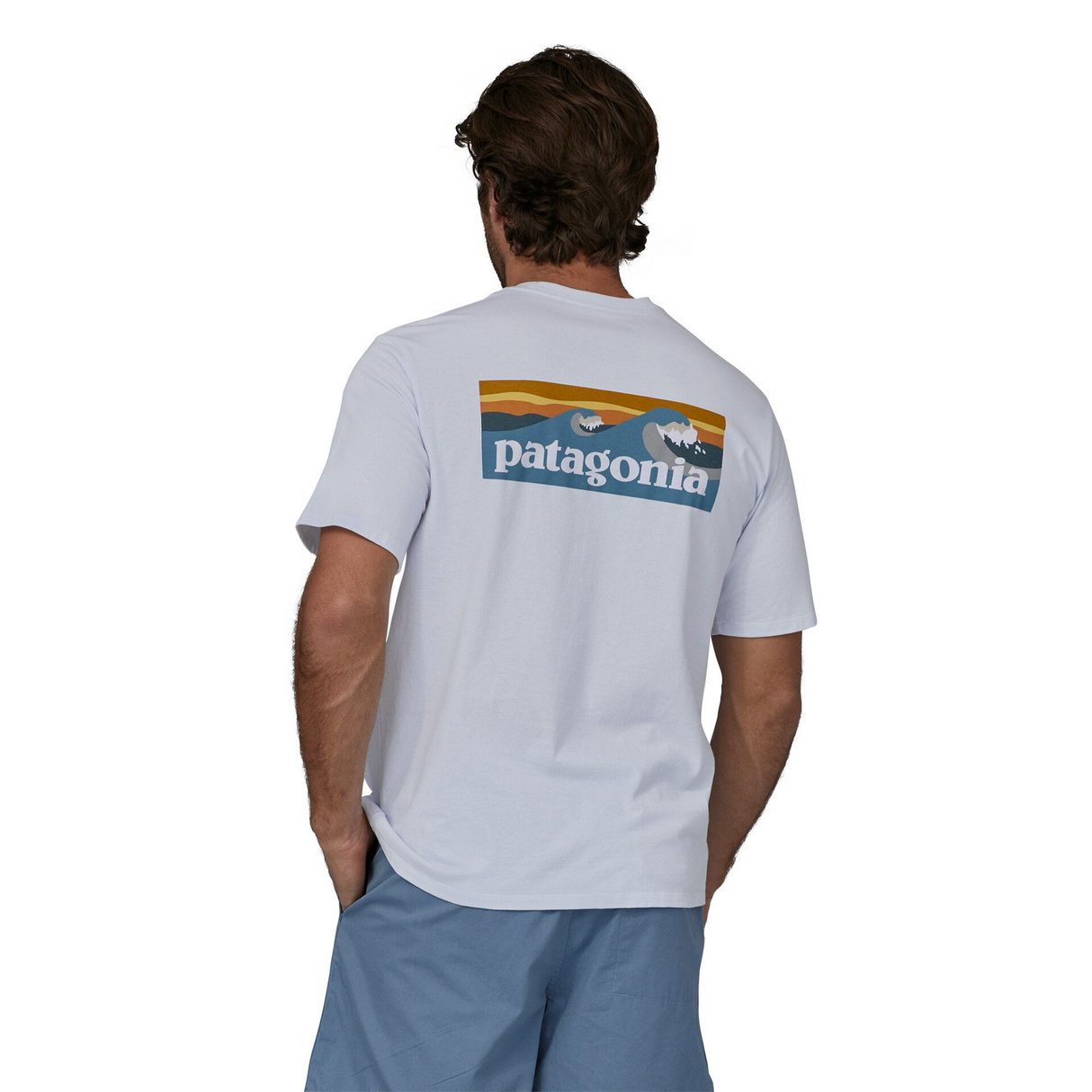Patagonia Men Boardshort Logo Pocket Responsibili-Tee - White