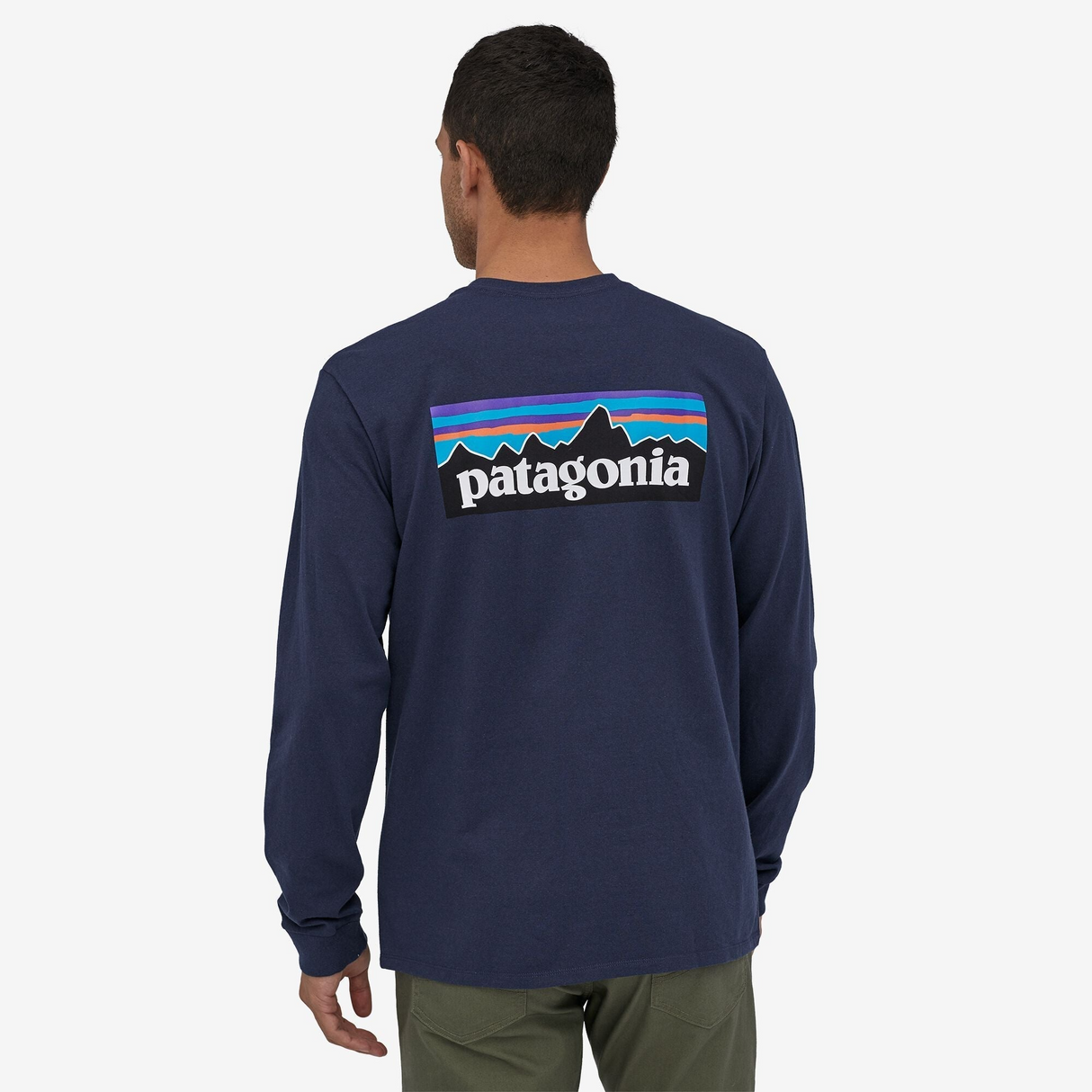 Patagonia Men Long-Sleeved P-6 Logo Responsibili-Tee - Classic Navy