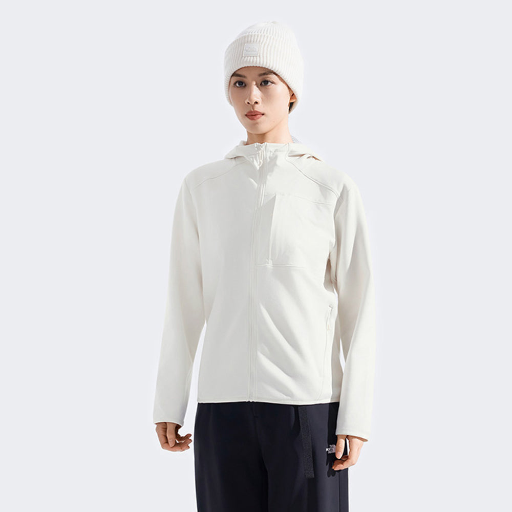 Explore The North Face Women Performance Fleece Full Zip Hoodie - AP White Dune for trail, outdoor & lifestyle use | Liv Activ Singapore