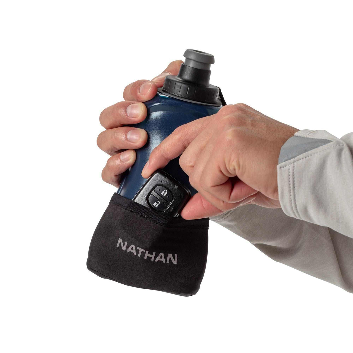 Explore Nathan Sports Quick Squeeze Lite 18oz/532ml Handheld - Black / Marine Blue for trail, outdoor & lifestyle use | Liv Activ Singapore