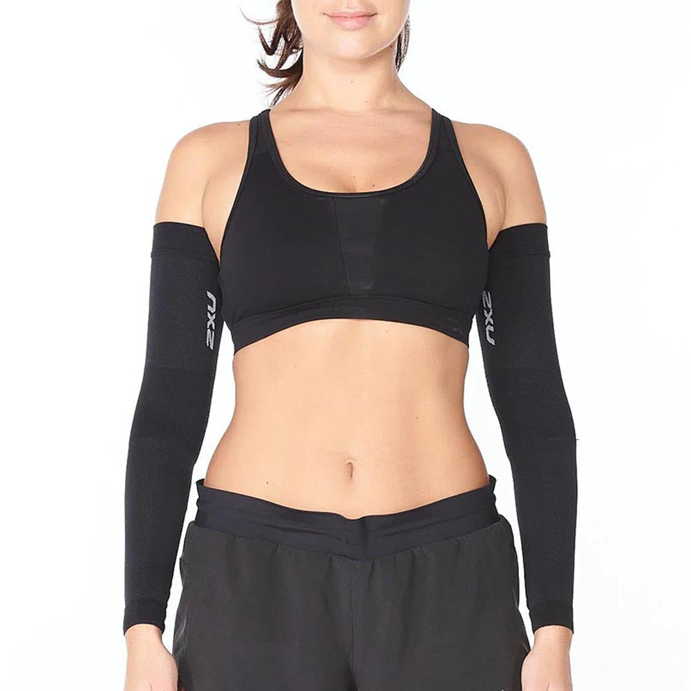 2XU Unisex Flex Run Compression Arm Sleeves - Black / Grey