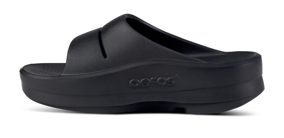 Explore OOFOS Women OOmega OOahh Slide - Matte Black for trail, outdoor & lifestyle use | Liv Activ Singapore