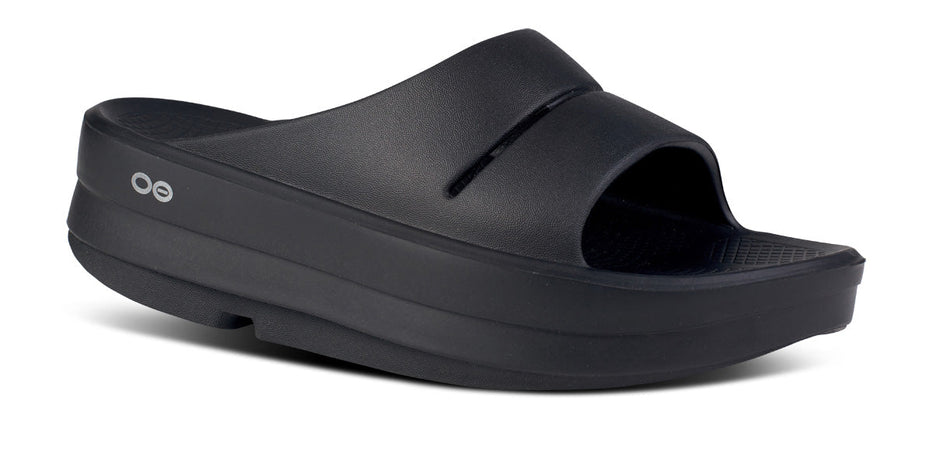 Explore OOFOS Women OOmega OOahh Slide - Matte Black for trail, outdoor & lifestyle use | Liv Activ Singapore