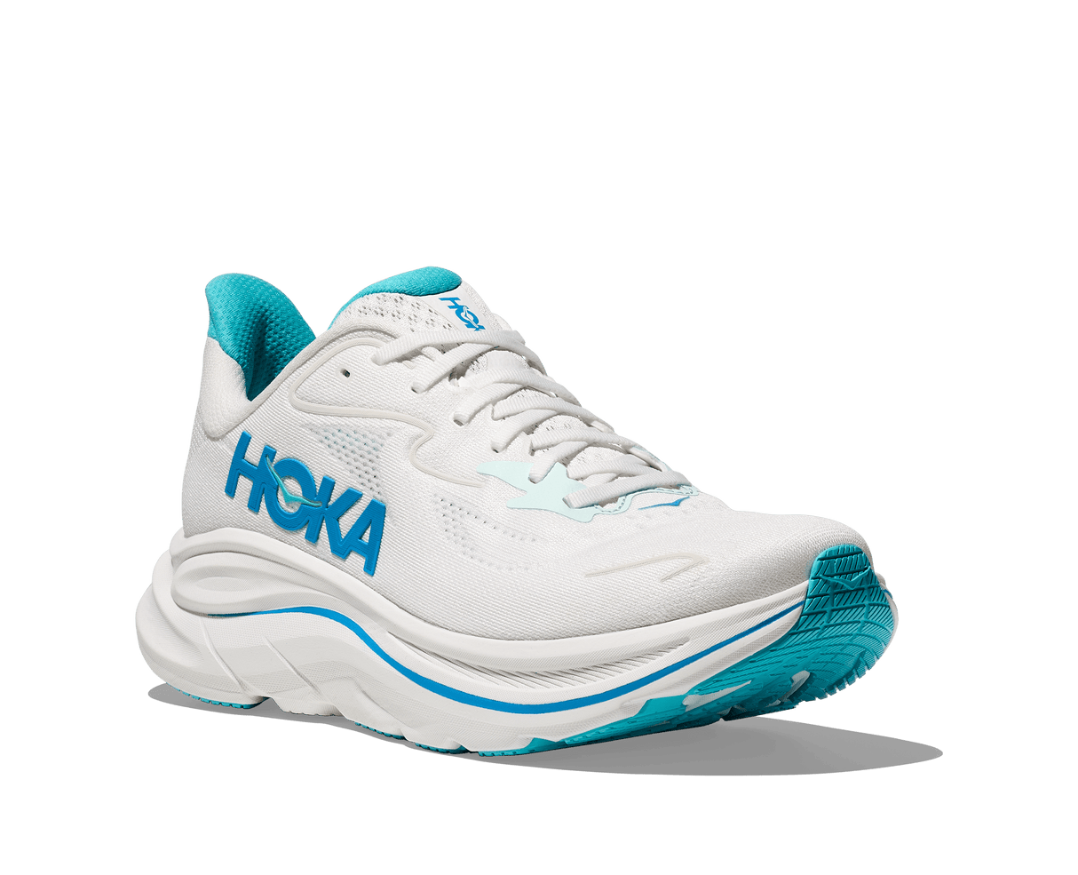 HOKA Men Clifton 10 Wide - White / Skyward Blue