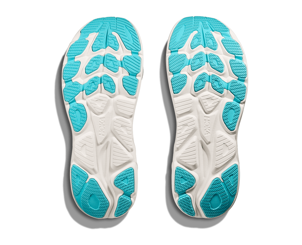 HOKA Men Clifton 10 Wide - White / Skyward Blue