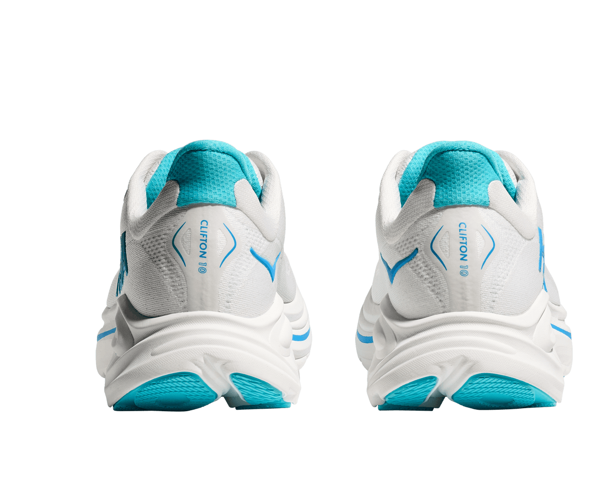 HOKA Men Clifton 10 Wide - White / Skyward Blue
