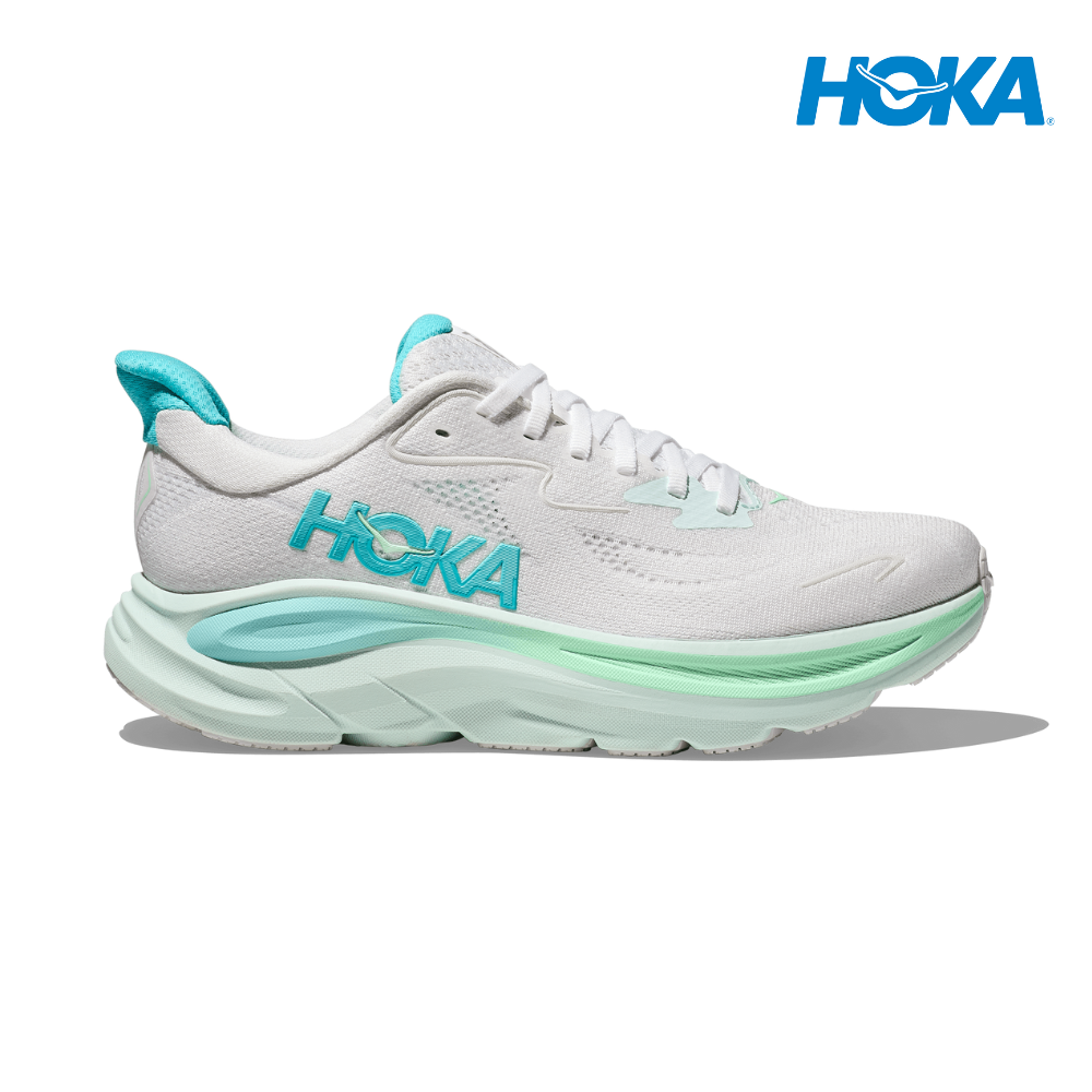 HOKA Women Clifton 10 Wide - White / Cielo Blue