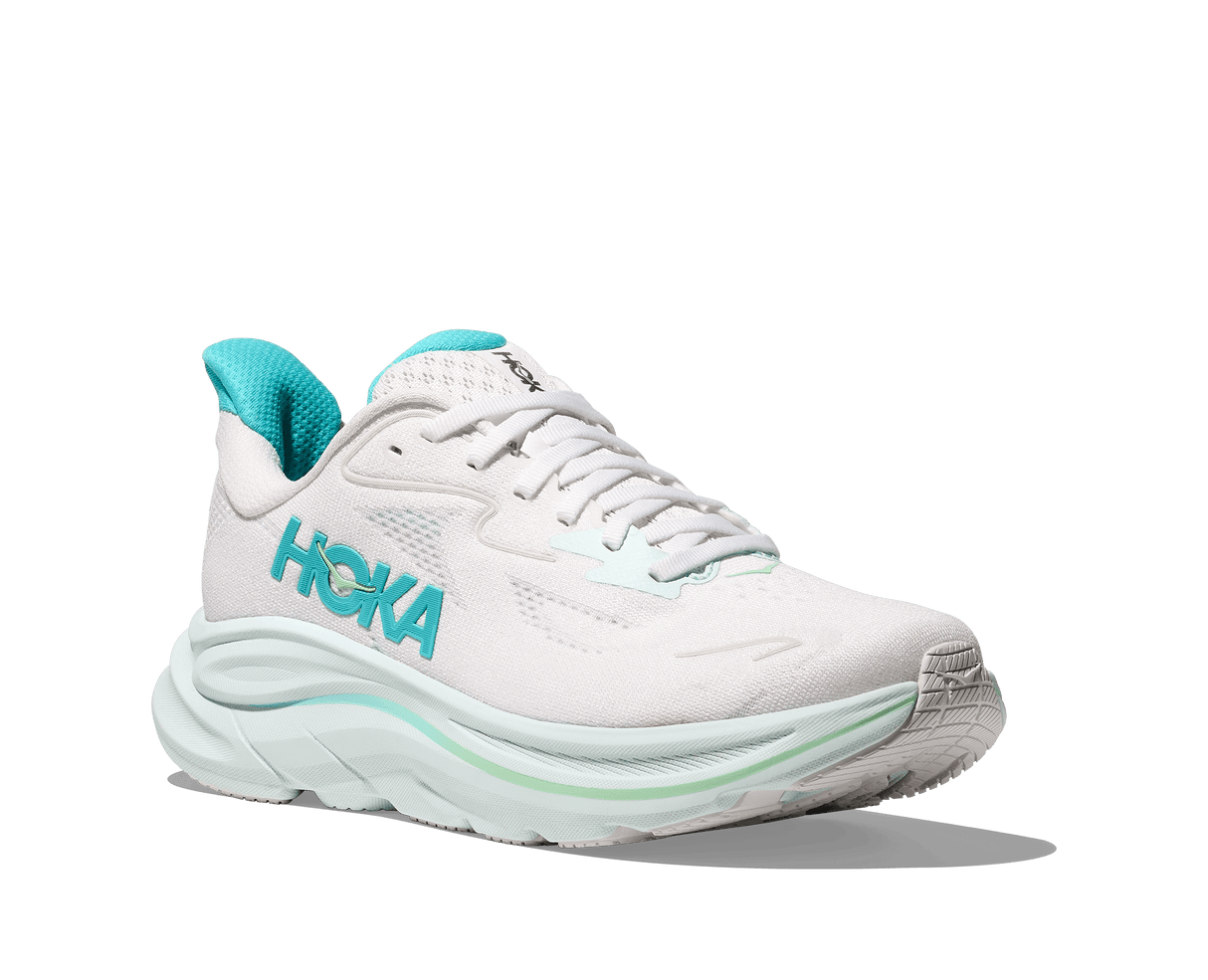 HOKA Women Clifton 10 Wide - White / Cielo Blue