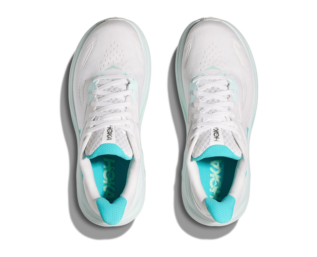 HOKA Women Clifton 10 Wide - White / Cielo Blue
