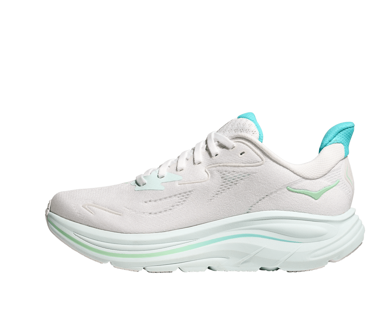 HOKA Women Clifton 10 Wide - White / Cielo Blue