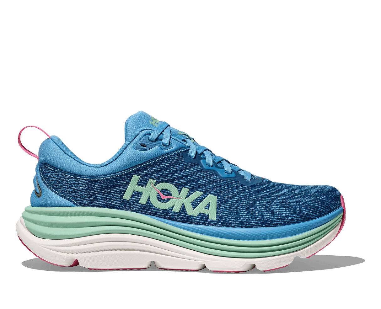 Explore HOKA Women Gaviota 5 Wide - Alpine Blue / Jadeite for trail, outdoor & lifestyle use | Liv Activ Singapore
