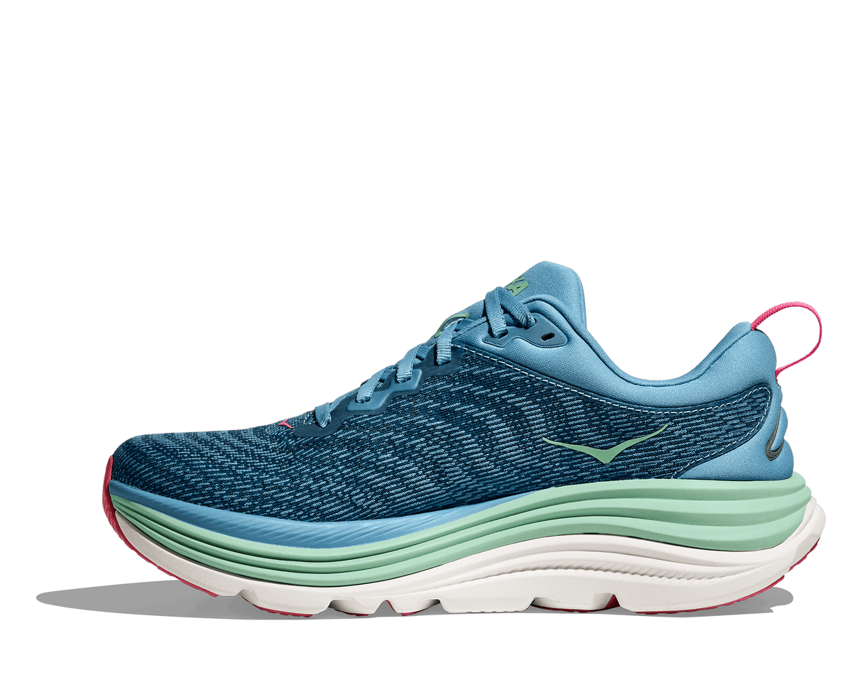 Explore HOKA Women Gaviota 5 Wide - Alpine Blue / Jadeite for trail, outdoor & lifestyle use | Liv Activ Singapore