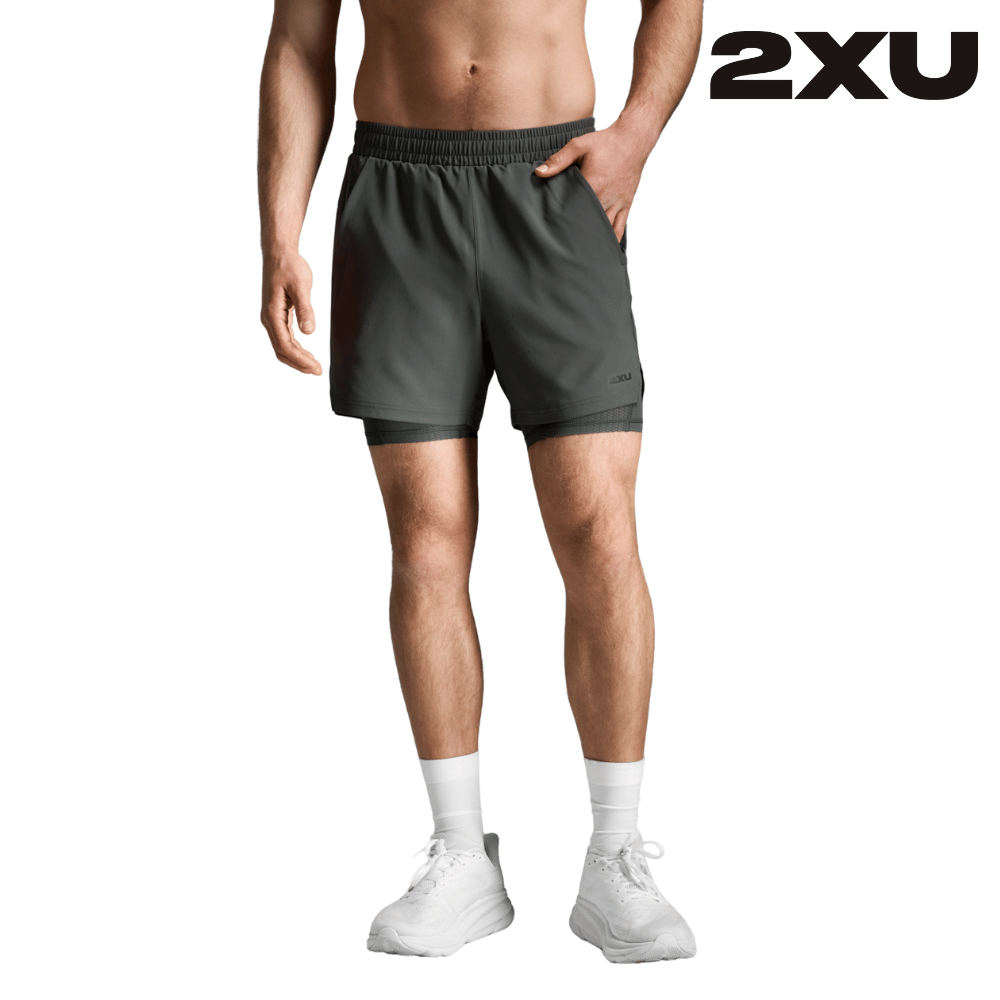 2XU Men Aero Mesh 2-In-1 5 Inch Short - Jupiter / Black Reflective