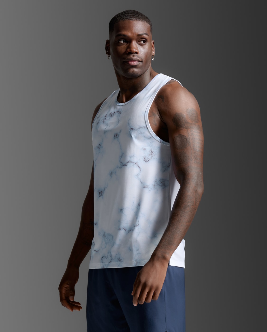 2XU Men Aero Mesh Tank - Blue Marble / Black Reflective