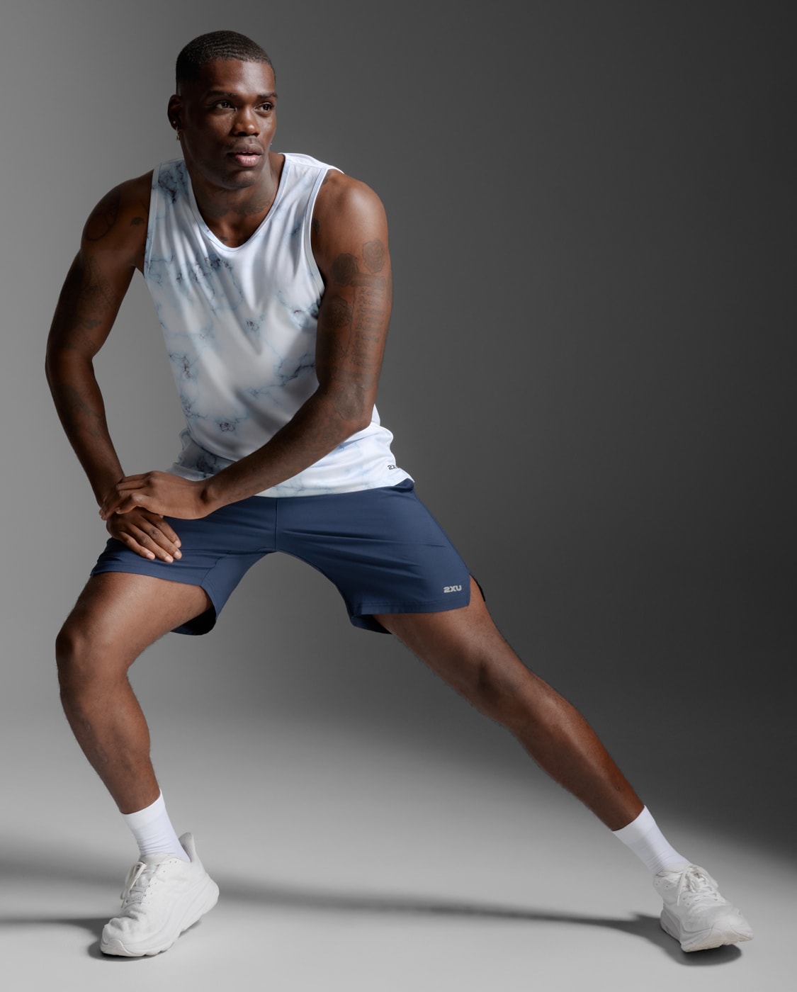 2XU Men Aero Mesh Tank - Blue Marble / Black Reflective