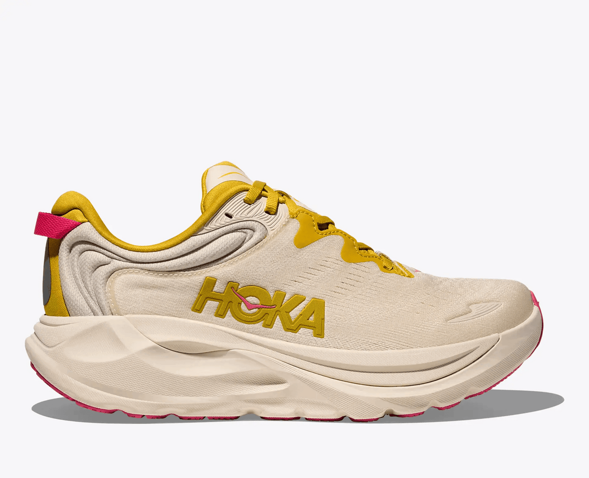 Explore HOKA Women Gaviota 6 Wide - Birch / Yellow Gold for trail, outdoor & lifestyle use | Liv Activ Singapore