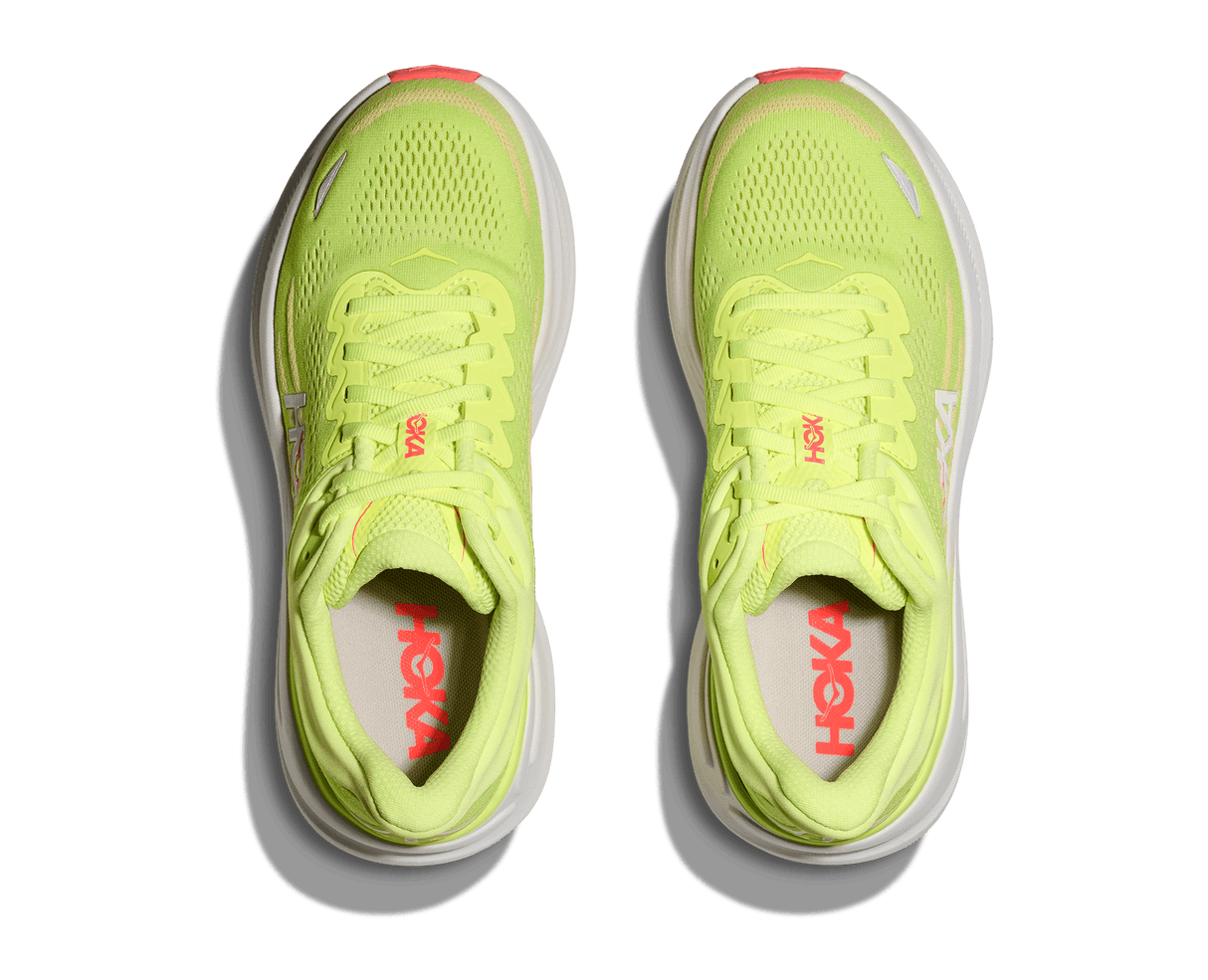 Explore HOKA Women Bondi 9 Wide - Neon Yuzu / Sunlight for trail, outdoor & lifestyle use | Liv Activ Singapore