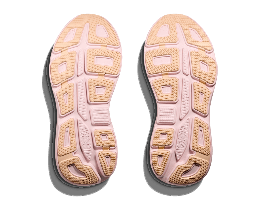 Explore HOKA Women Bondi 9 Wide - Lilac Cream / Tangerine Glow for trail, outdoor & lifestyle use | Liv Activ Singapore