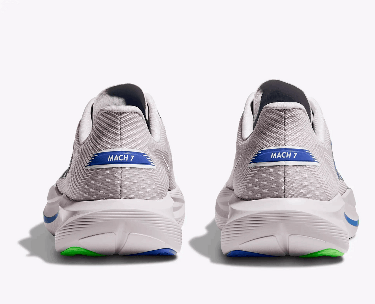 Explore HOKA Men Mach 7 Wide - Ash Grey / Cobalt Blue for trail, outdoor & lifestyle use | Liv Activ Singapore