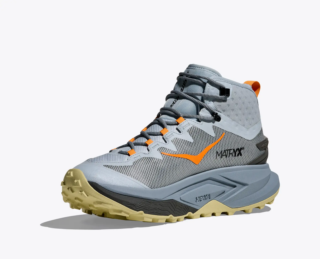 Explore HOKA Men Mafate Hike - Mineral Blue / Tumeric for trail, outdoor & lifestyle use | Liv Activ Singapore