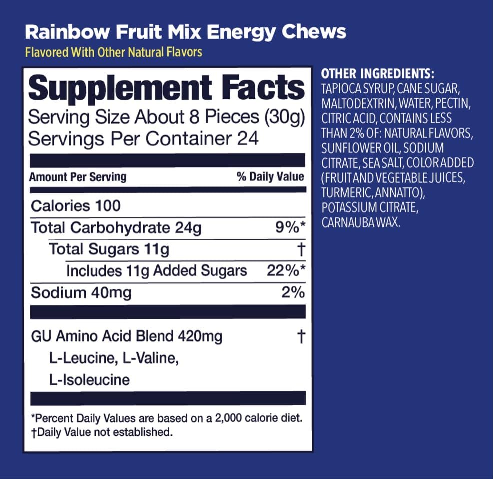 Explore (1 Pack) GU Energy Chews - Rainbow Fruit Mix - Expiry Date: Oct 2026 for trail, outdoor & lifestyle use | Liv Activ Singapore