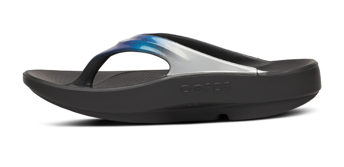 Explore OOFOS Women OOlala Luxe - Shimmer Blue for trail, outdoor & lifestyle use | Liv Activ Singapore