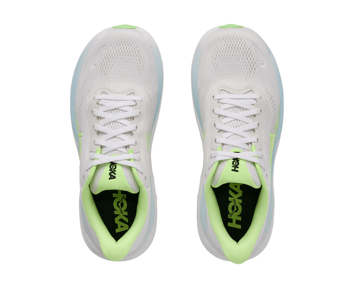 Explore HOKA Women Clifton 11 Wide - Frost / Neon Yuzu for trail, outdoor & lifestyle use | Liv Activ Singapore