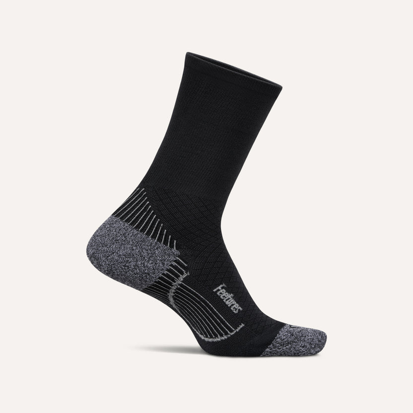 Explore Feetures Plantar Fasciitis Relief Light Cushion Mini Crew - Black for trail, outdoor & lifestyle use | Liv Activ Singapore