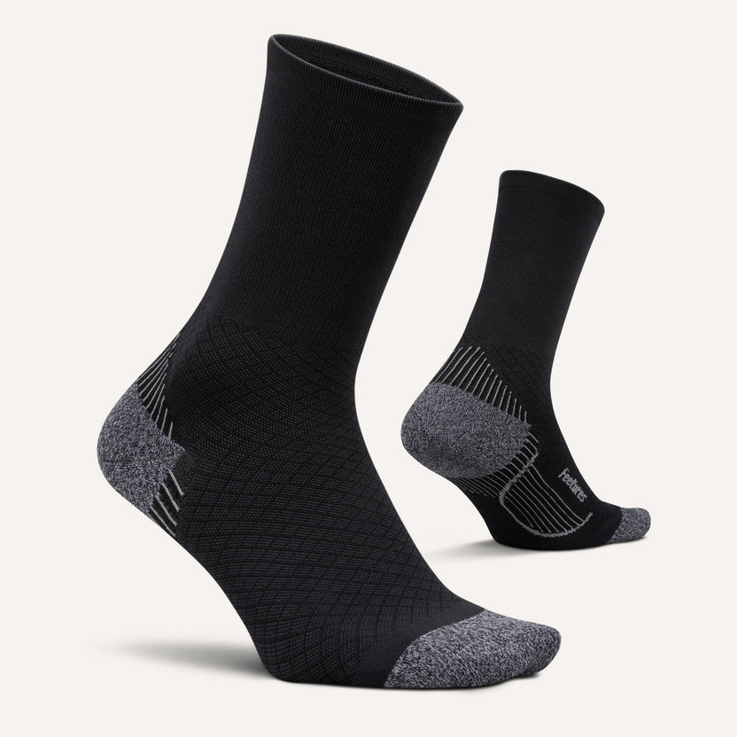 Explore Feetures Plantar Fasciitis Relief Light Cushion Mini Crew - Black for trail, outdoor & lifestyle use | Liv Activ Singapore