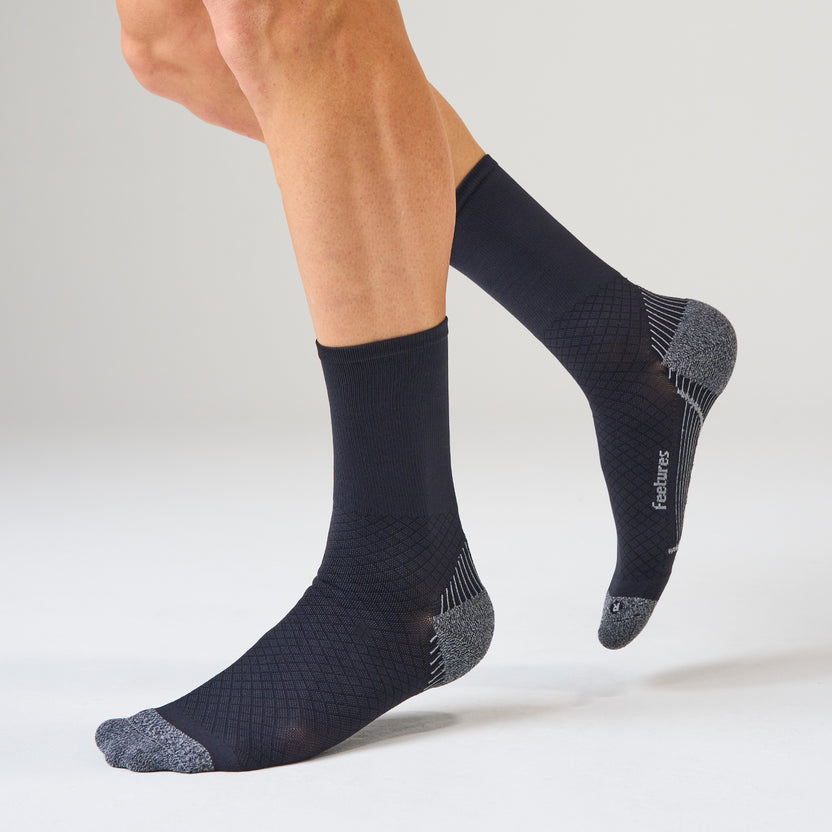 Explore Feetures Plantar Fasciitis Relief Light Cushion Mini Crew - Black for trail, outdoor & lifestyle use | Liv Activ Singapore