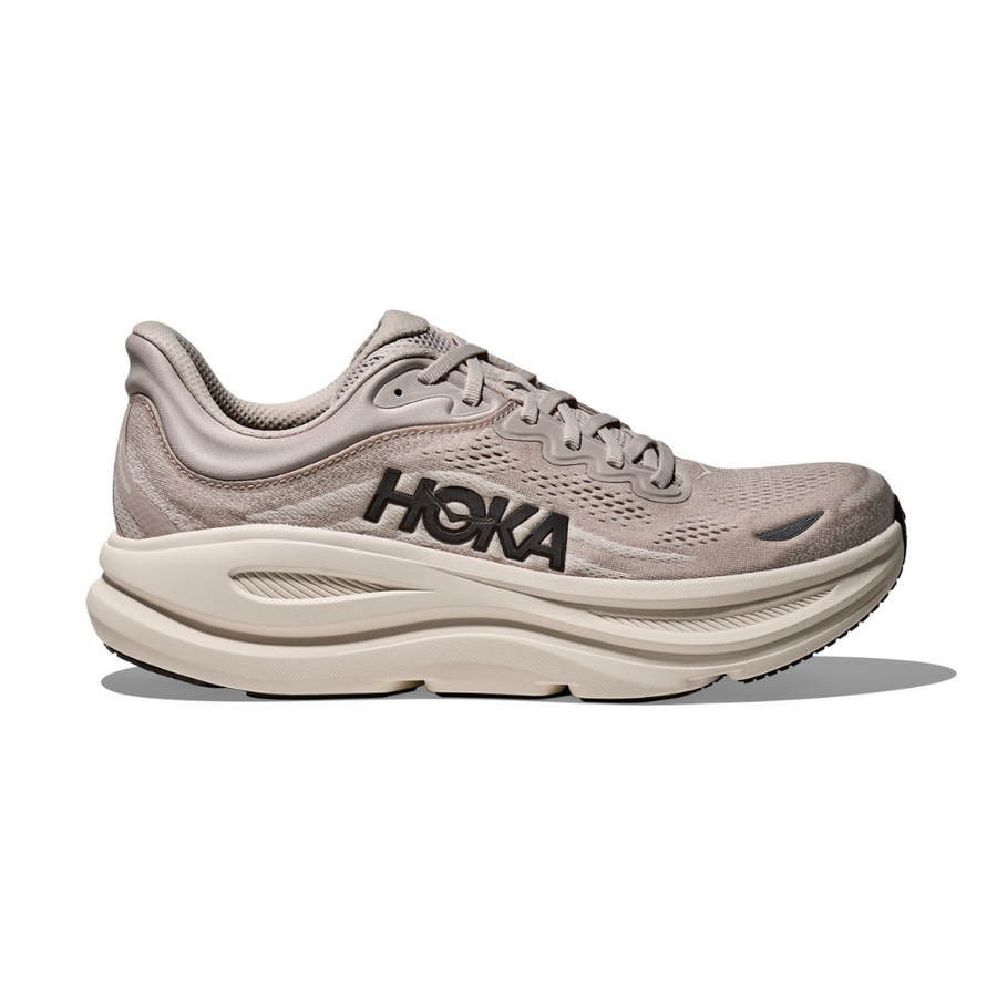 Explore HOKA Men Bondi 9 Wide - River Rock Grey / Alabaster for trail, outdoor & lifestyle use | Liv Activ Singapore