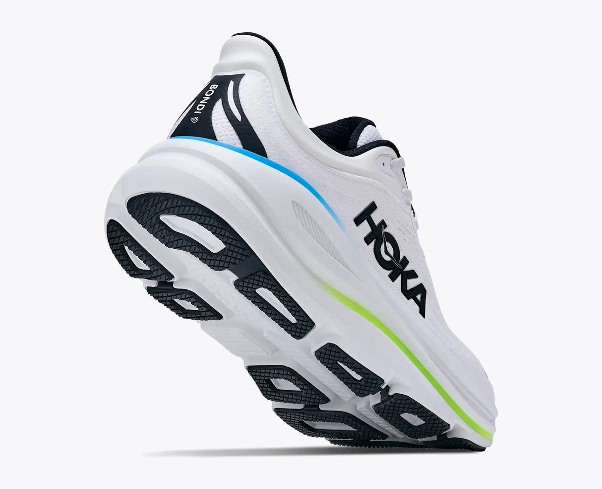 Explore HOKA Men Bondi 9 Wide - Frost / Black for trail, outdoor & lifestyle use | Liv Activ Singapore