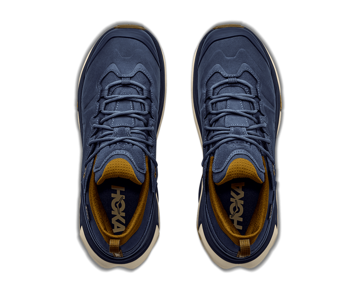 Explore HOKA Men Kaha 3 Low GTX - Varsity Navy / Barley Flour for trail, outdoor & lifestyle use | Liv Activ Singapore