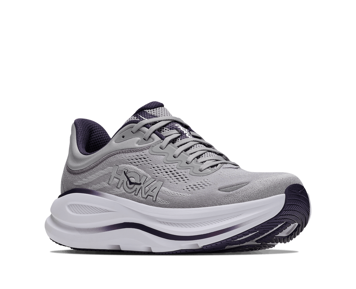 Explore HOKA Men Bondi 9 Wide - Stellar Grey / Squid Ink for trail, outdoor & lifestyle use | Liv Activ Singapore