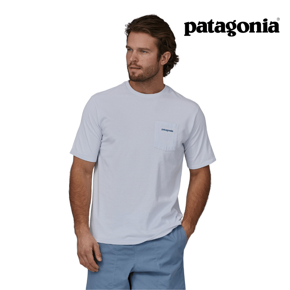 Patagonia Men Boardshort Logo Pocket Responsibili-Tee - White