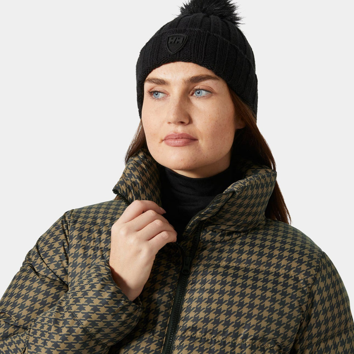 Helly Hansen Women Jade Puffer Jacket - Sepia Houndstooth AOP