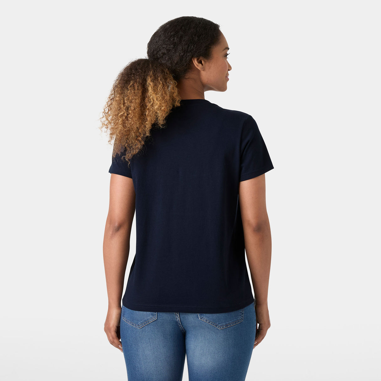 Explore Helly Hansen Women Core Graphic T-shirt 2.0 - Navy for trail, outdoor & lifestyle use | Liv Activ Singapore