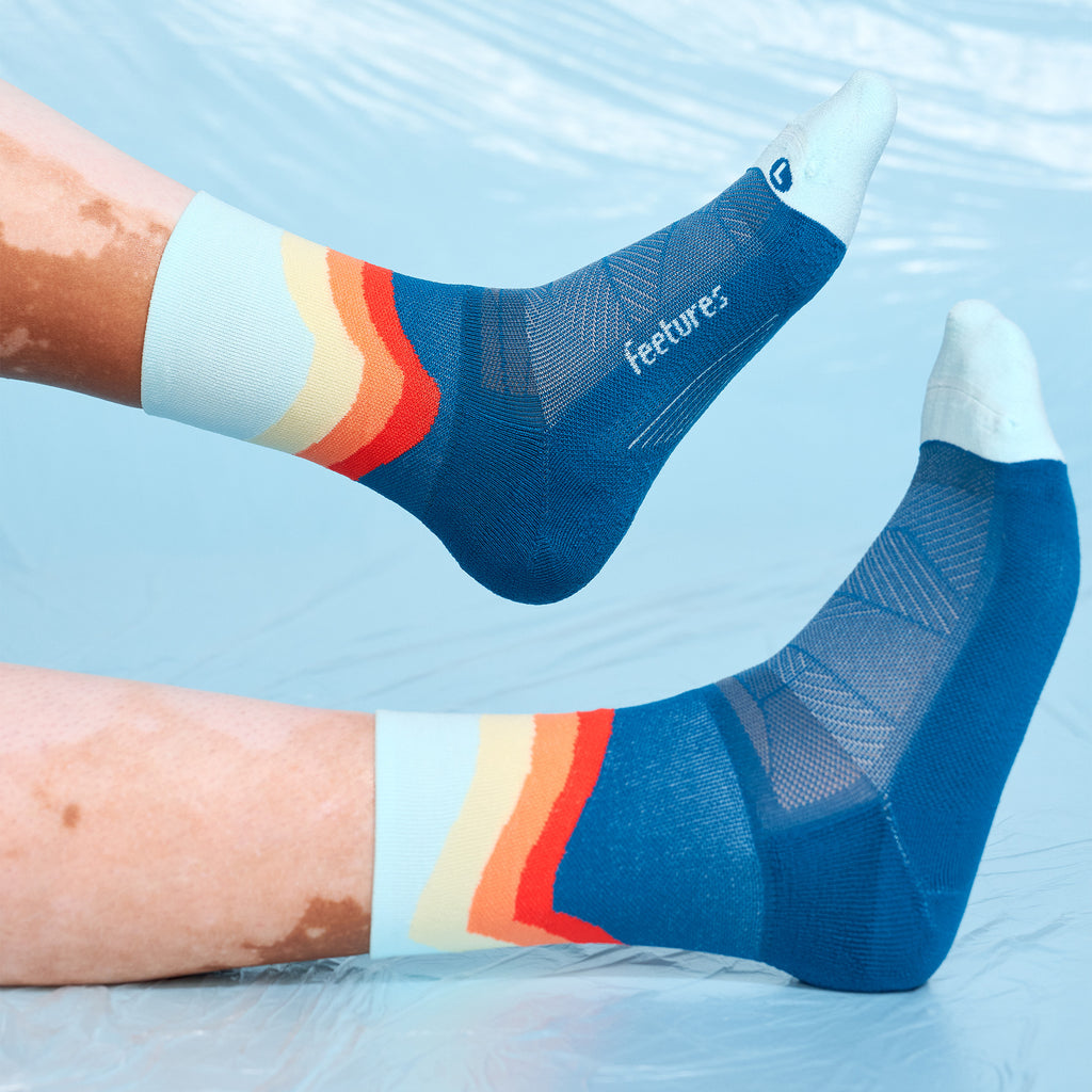 Explore Feetures Active Elite Light Cushion Mini Crew - Blue Swell for trail, outdoor & lifestyle use | Liv Activ Singapore