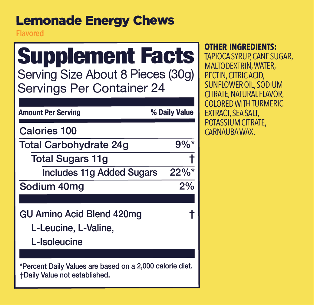 (1 Pack) GU Energy Chews - Lemonade - Expiry Date: Mar 2026