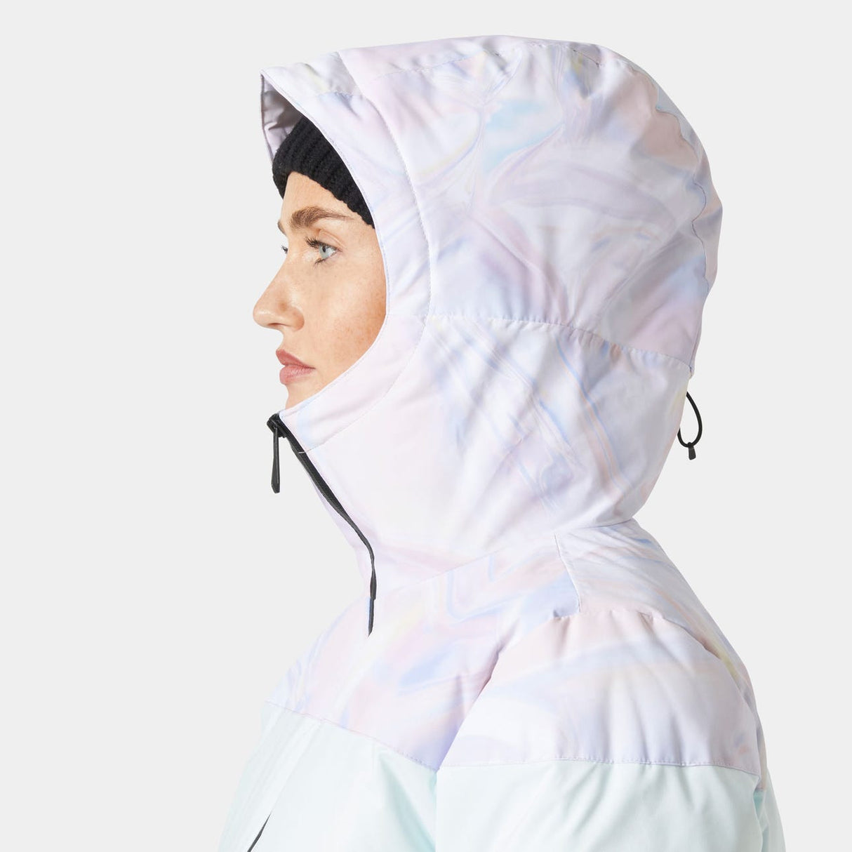 Explore Helly Hansen Women Nora Short Puffy Ski Jacket - Reflections AOP for trail, outdoor & lifestyle use | Liv Activ Singapore