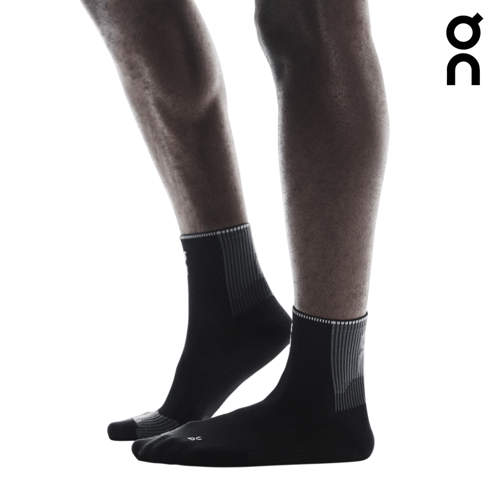 On Unisex Performance Run Sock Mid - Black / Eclipse