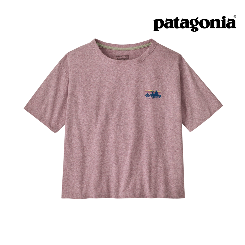 Explore Patagonia Women '73 Skyline Easy-Cut Responsibili-Tee® - Quiet Violet for trail, outdoor & lifestyle use | Liv Activ Singapore