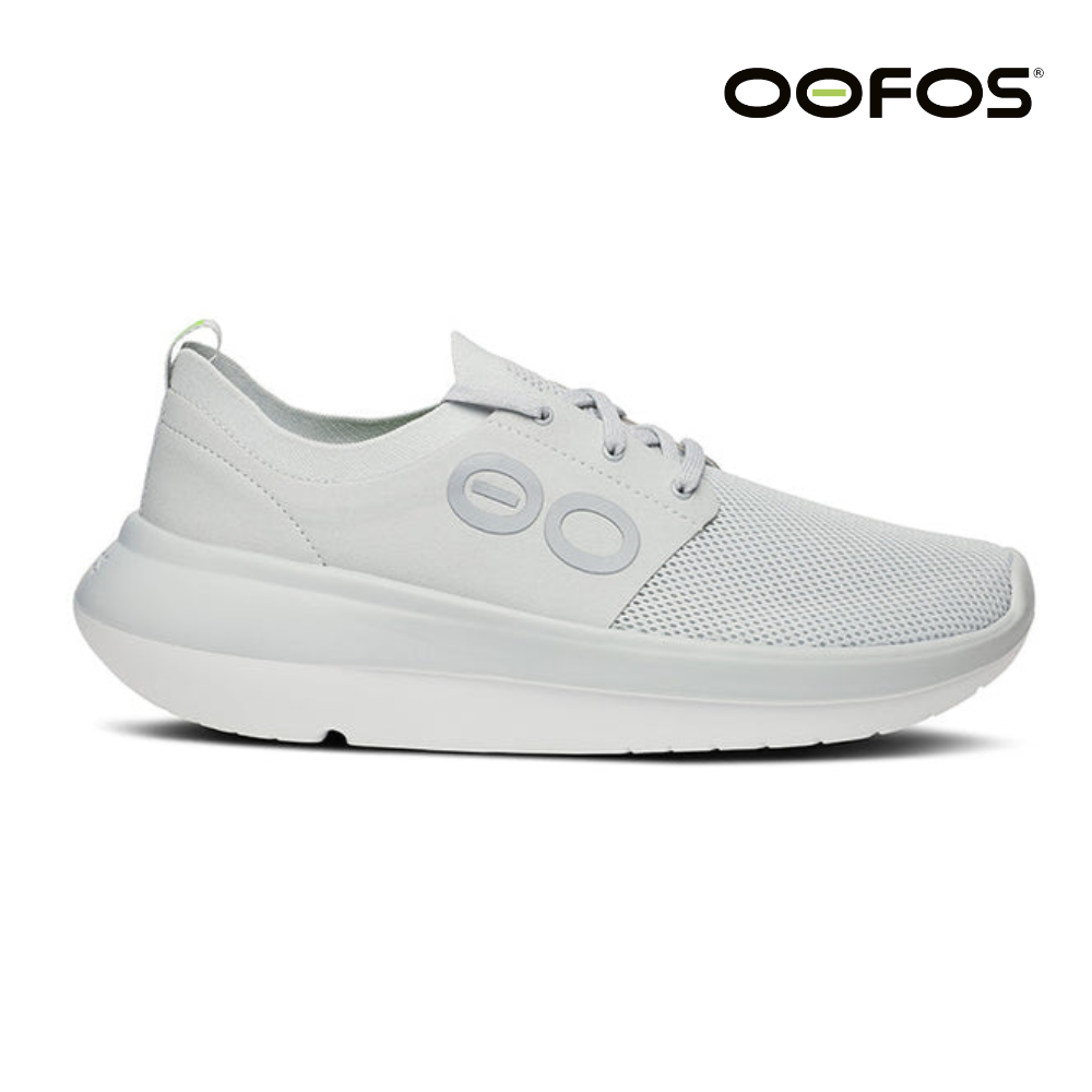 Explore OOFOS Men OOmy Stride - White / Glacier for trail, outdoor & lifestyle use | Liv Activ Singapore