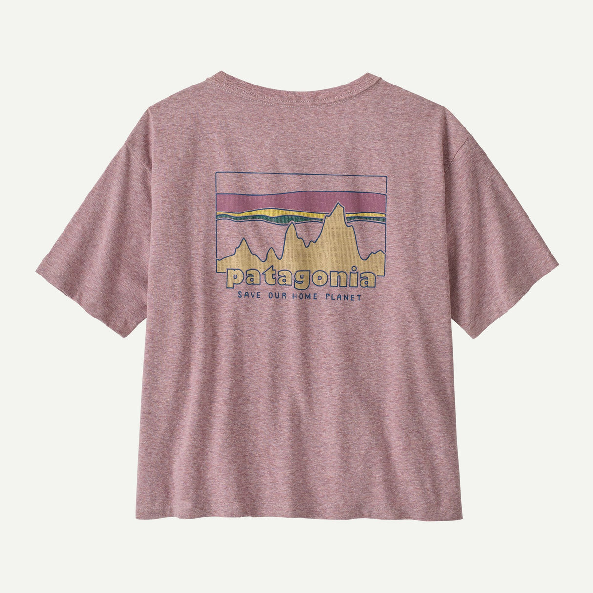 Explore Patagonia Women '73 Skyline Easy-Cut Responsibili-Tee® - Quiet Violet for trail, outdoor & lifestyle use | Liv Activ Singapore