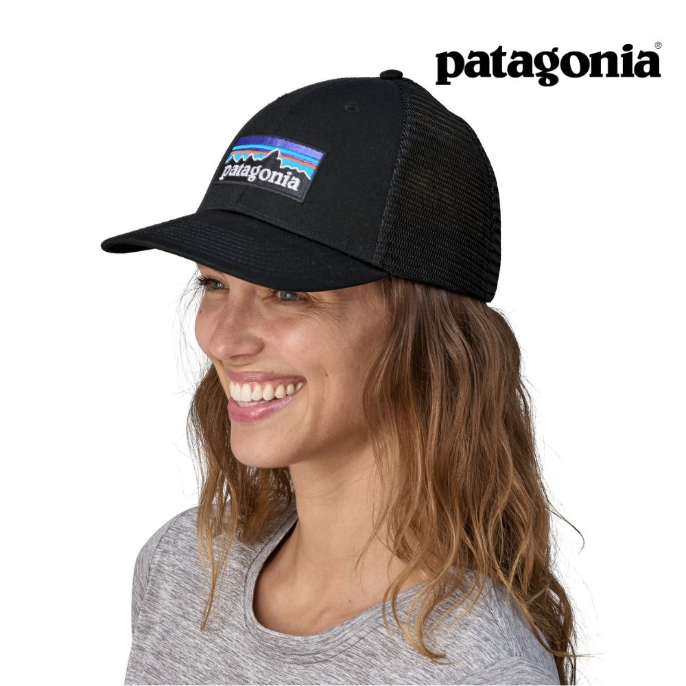 Explore Patagonia P-6 Logo LoPro Trucker Hat - 2 Colours Black for trail, outdoor & lifestyle use | Liv Activ Singapore