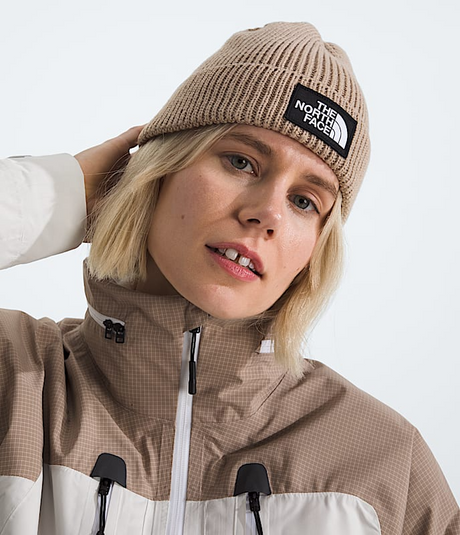 The North Face Unisex Logo Box Cuffed Beanie - Mushroom Grey